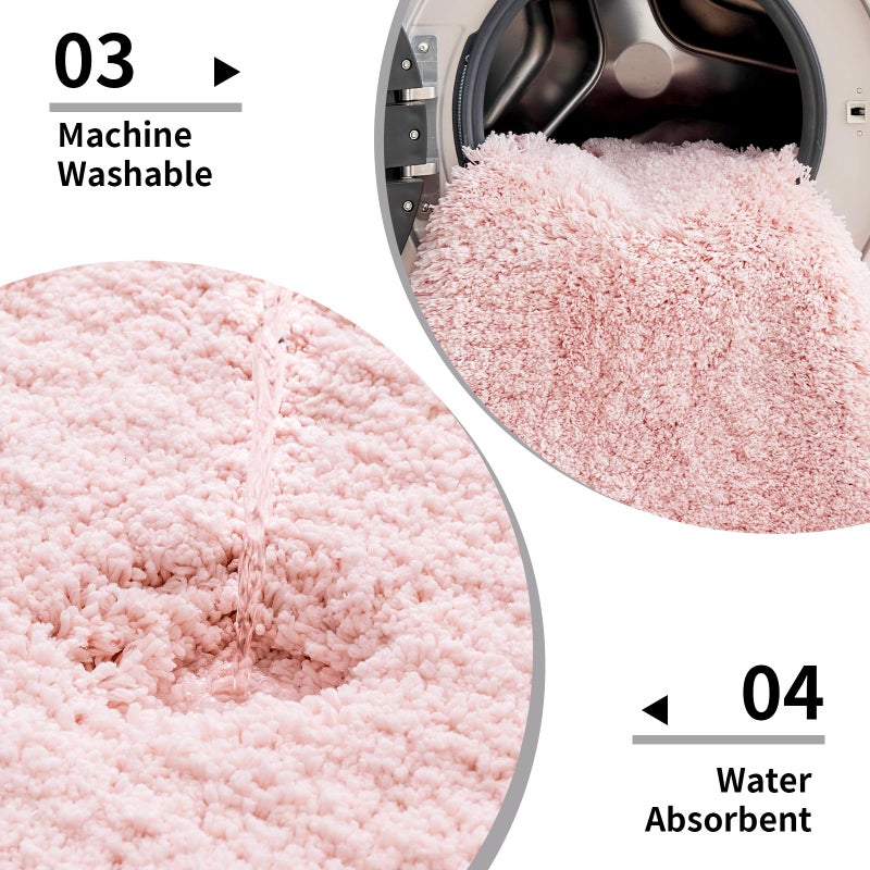 Disolla Pink Bathroom Rug 17x24 - Non-Slip Plush Small Bath Mat, Highly Absorbent & Ultra Soft Fluffy Floor Mat, Machine Washable for Shower and Tub - Image 5