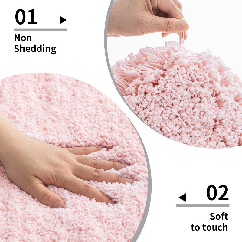 Disolla Pink Bathroom Rug 17x24 - Non-Slip Plush Small Bath Mat, Highly Absorbent & Ultra Soft Fluffy Floor Mat, Machine Washable for Shower and Tub - Image 4