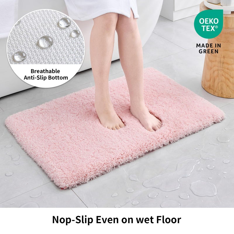 Disolla Pink Bathroom Rug 17x24 - Non-Slip Plush Small Bath Mat, Highly Absorbent & Ultra Soft Fluffy Floor Mat, Machine Washable for Shower and Tub - Image 3