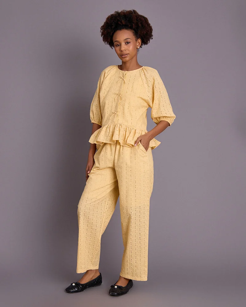 Redtag Senior Girls Yellow Wideleg Pants