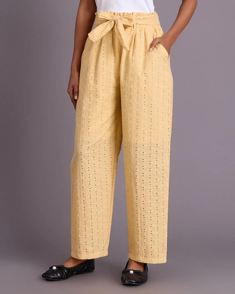 Redtag Senior Girls Yellow Wideleg Pants