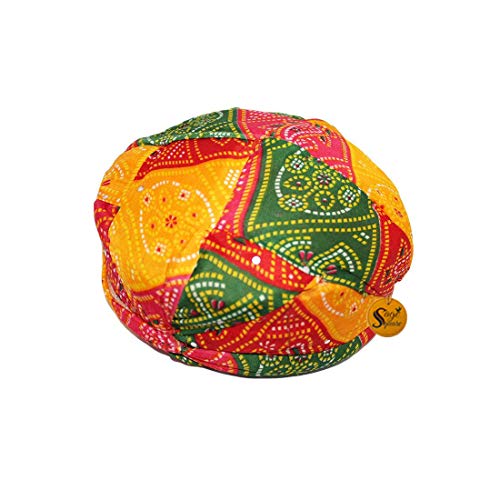 Sage Square Rajasthani Traditional Turban Pagdi Safa for Marriage Mehandi Holi Function Decoration for Kids, Men and Women (Free Size) - Image 1