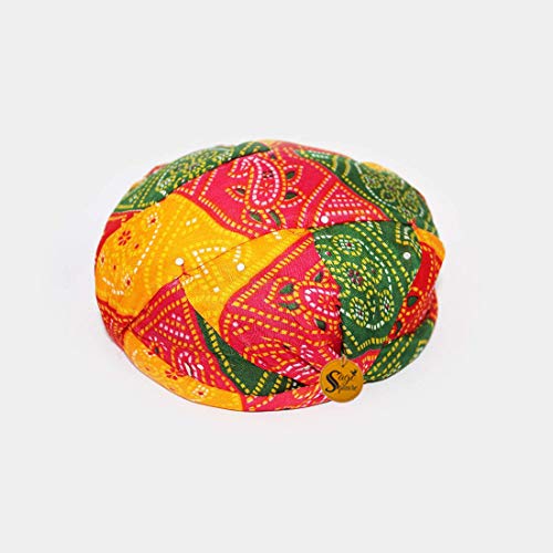 Sage Square Rajasthani Traditional Turban Pagdi Safa for Marriage Mehandi Holi Function Decoration for Kids, Men and Women (Free Size) - Image 3