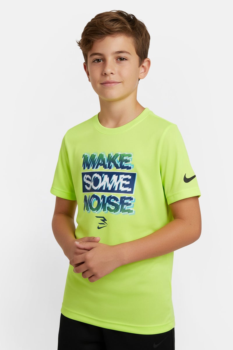 Nike 3Brand by Russell Wilson Kids Boy Dri-Fit Graphic Print Outdoor T-Shirt, Lime Green - Image 1