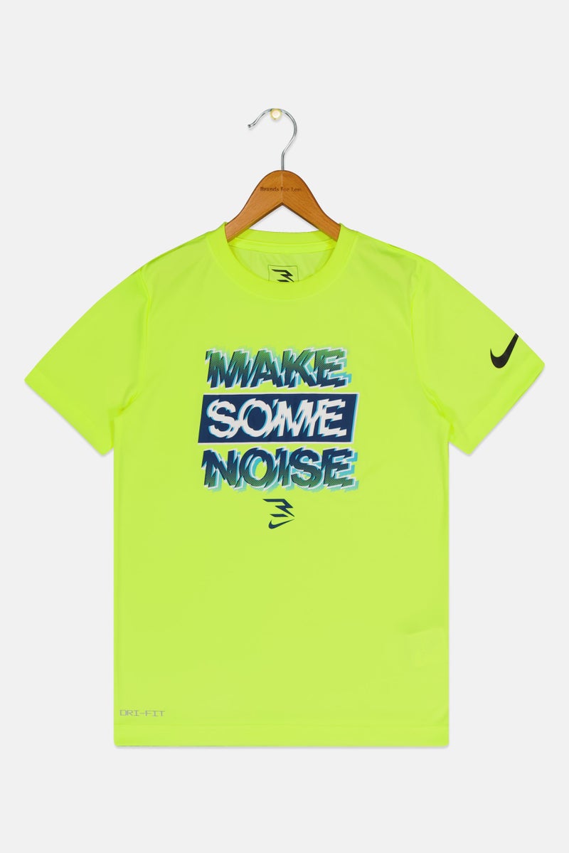 Nike 3Brand by Russell Wilson Kids Boy Dri-Fit Graphic Print Outdoor T-Shirt, Lime Green - Image 3