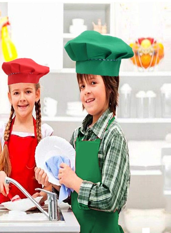 multifuns 2 Sets Green&Red Kids Apron and Chef Hat Set-Childrens Kids Apron for Girls Boys Cooking Painting Baking Wear 5-12 Ages. - Image 5