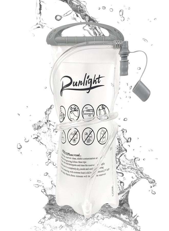 Runlight Hydration Bladder,1.5L Water Bladder for Hiking Backpack Leak-Proof Water Reservoir BPA Free Hydration Bag for Biking Running Camping(1.5L Gray White) - Image 2