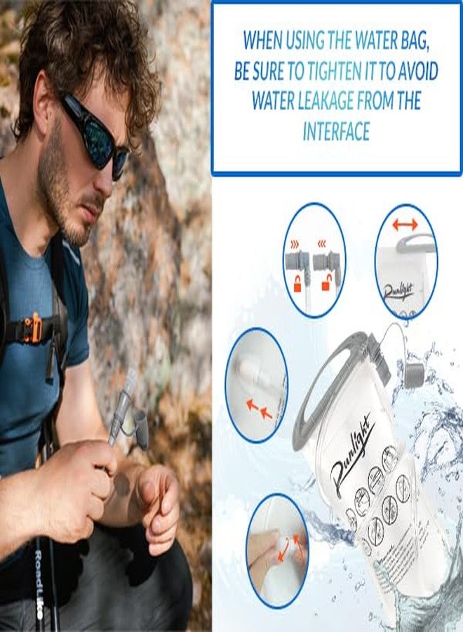 Runlight Hydration Bladder,1.5L Water Bladder for Hiking Backpack Leak-Proof Water Reservoir BPA Free Hydration Bag for Biking Running Camping(1.5L Gray White) - Image 5