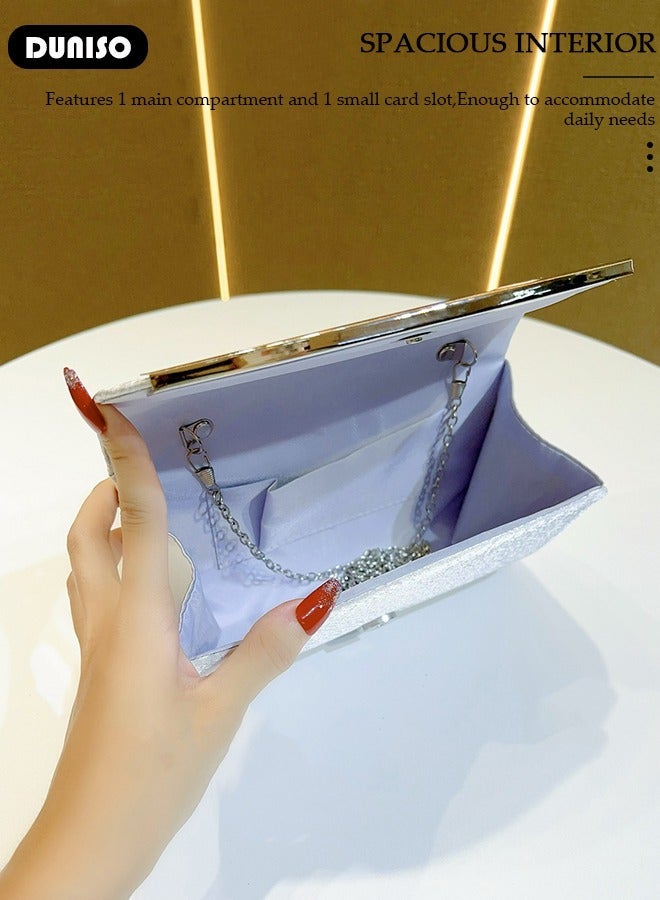 DUNISO Womens Clutch Bag, Sparkly Evening Clutch Purse, Champagne Shoulder Bag with Removable Chain, Crossbody Envelope Bag for Formal Dress Bride Wedding Prom Party - Image 5