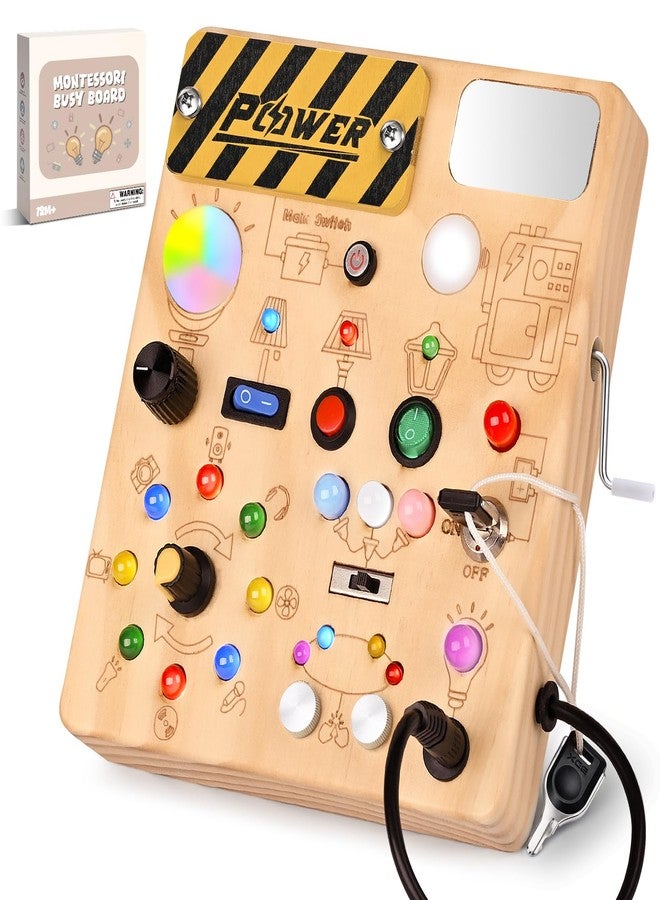 Dreamon Busy Board for Toddlers 1-3 - Montessori Toys for 1 2 3 Year Old, Wooden Toy Sensory Activity Board with 12 Activities & 22 Lights, Educational Travel Toys for 1+ Year Old Boy & Girl Birthday Gift - Image 1