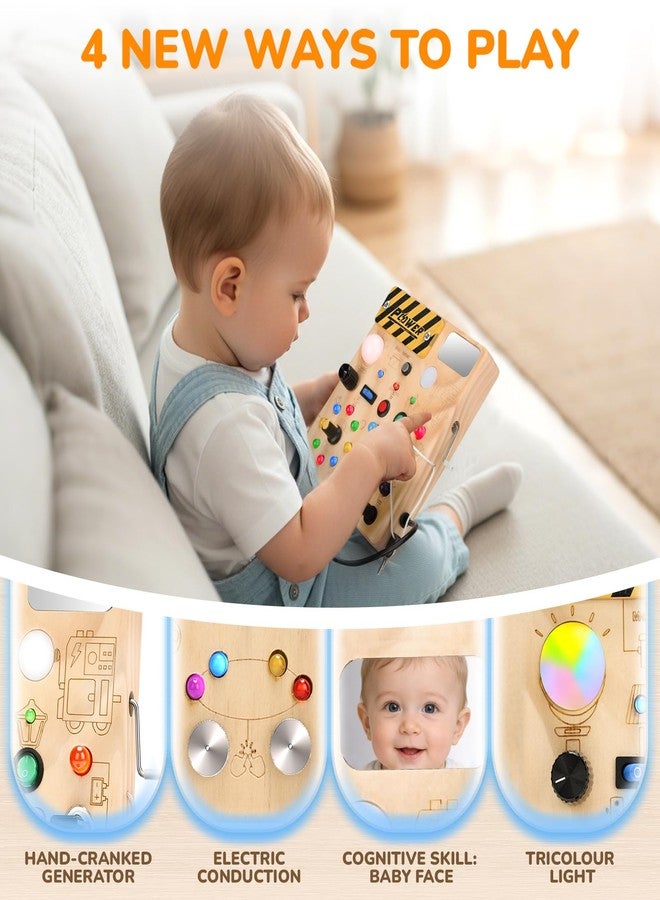 Dreamon Busy Board for Toddlers 1-3 - Montessori Toys for 1 2 3 Year Old, Wooden Toy Sensory Activity Board with 12 Activities & 22 Lights, Educational Travel Toys for 1+ Year Old Boy & Girl Birthday Gift - Image 3