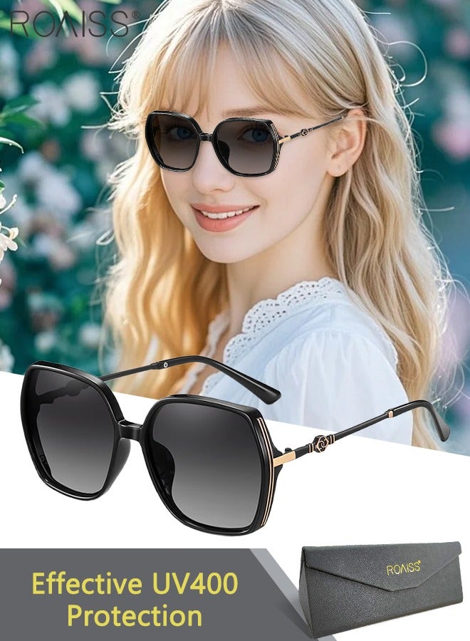 roaiss Women's Polarized Butterfly Sunglasses, UV400 Protection Sun Glasses Street Shooting Retro Sun Shades for Driving, Vacation, Beach, Traveling, 54mm - Image 1