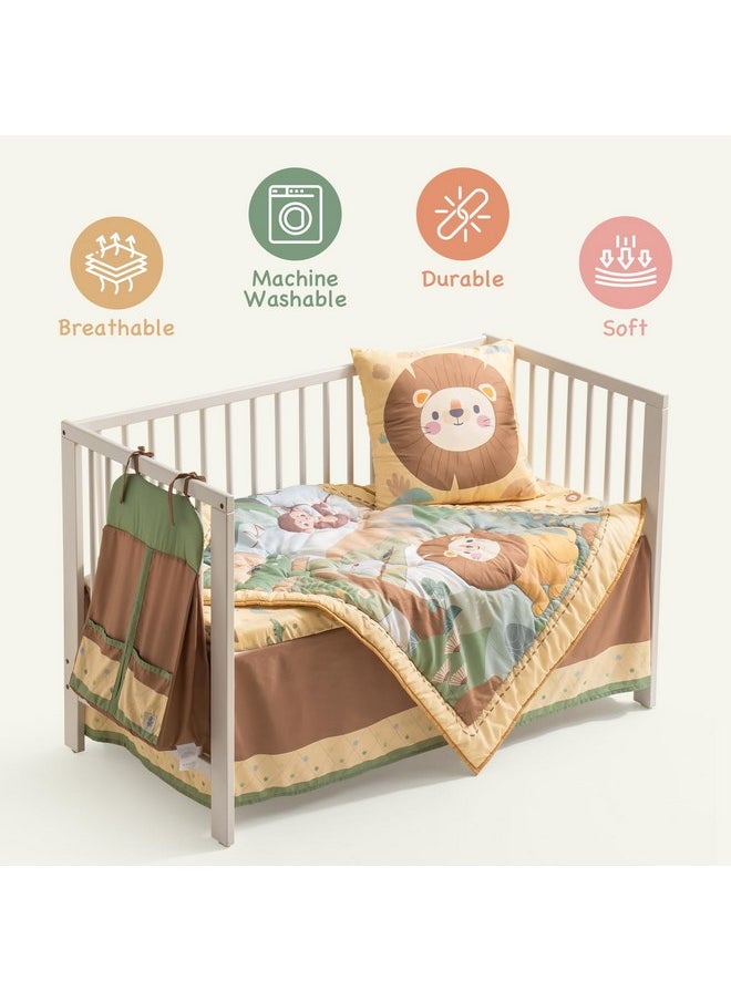 Robotime ROBOTIME Bedding Set for Baby, 5-Piece Baby Bedding Set for Boys Girls, Standard Size Soft Baby Bedding Set, Jungle Animals Style  - Image 4