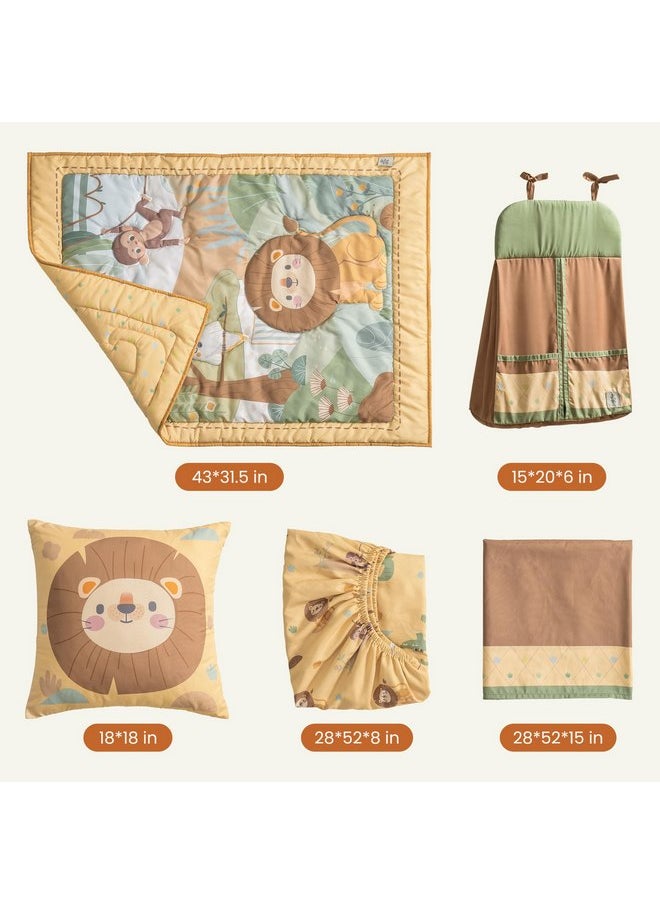 Robotime ROBOTIME Bedding Set for Baby, 5-Piece Baby Bedding Set for Boys Girls, Standard Size Soft Baby Bedding Set, Jungle Animals Style  - Image 3