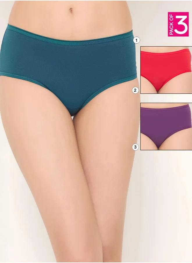 Clovia Clovia Pack of 3 - Solid Mid Rise Hipster Briefs