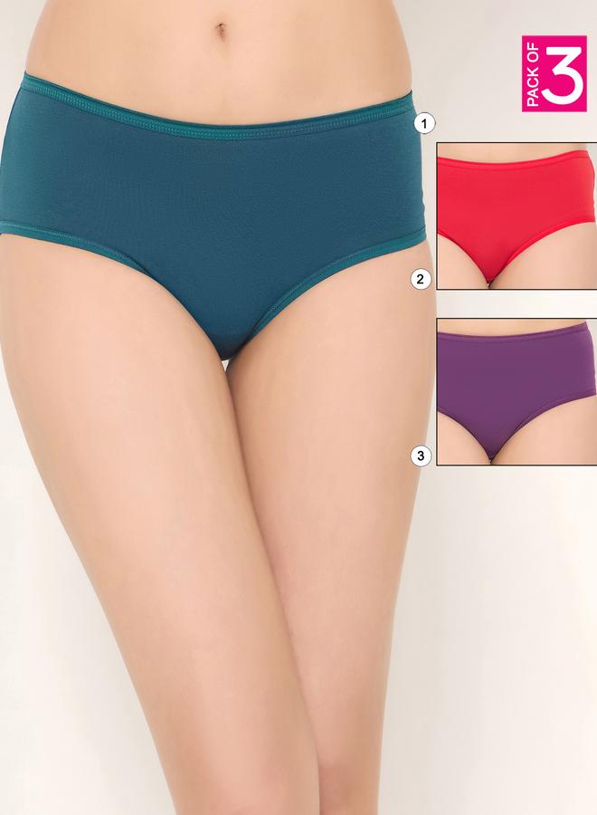Clovia Pack of 3 - Solid Mid Rise Hipster Briefs - Image 1