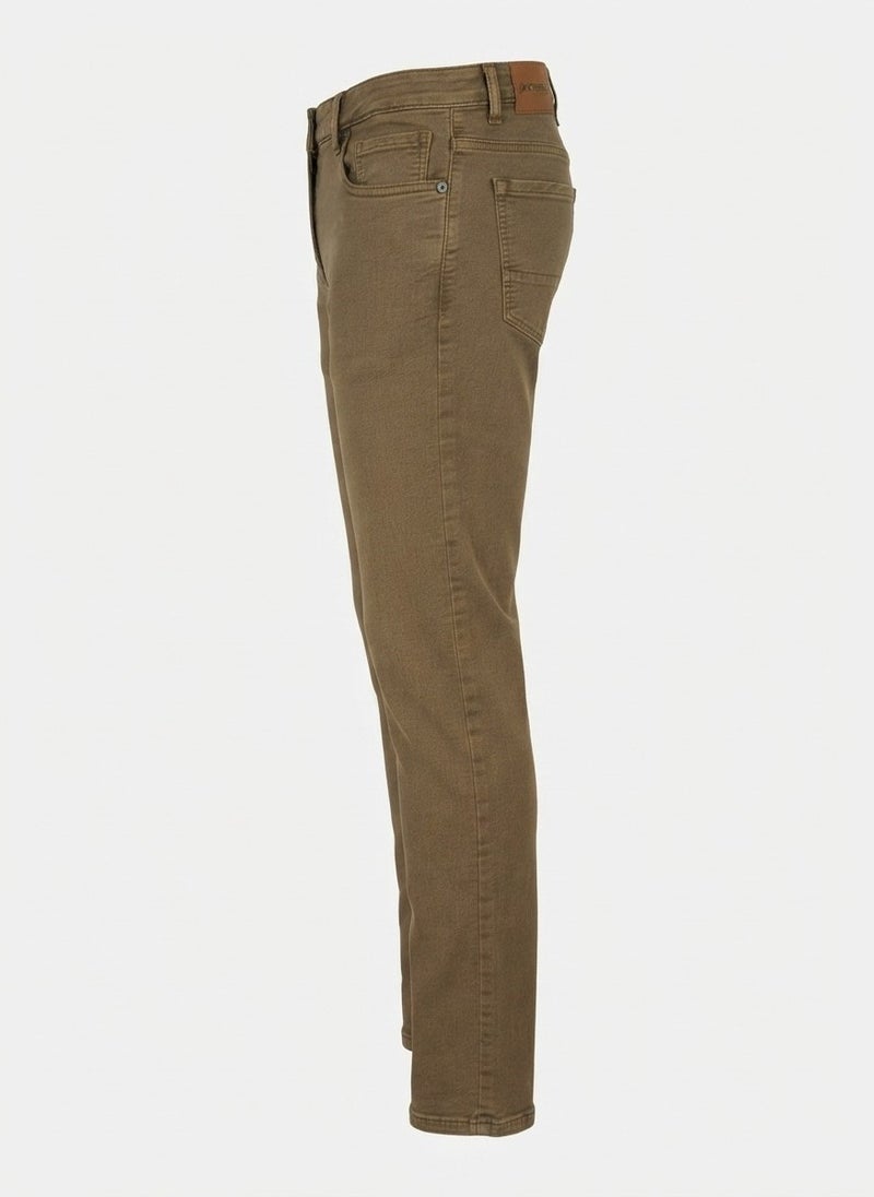 AUXOM Men's Slim Ankle Jeans - Khaki - Image 3