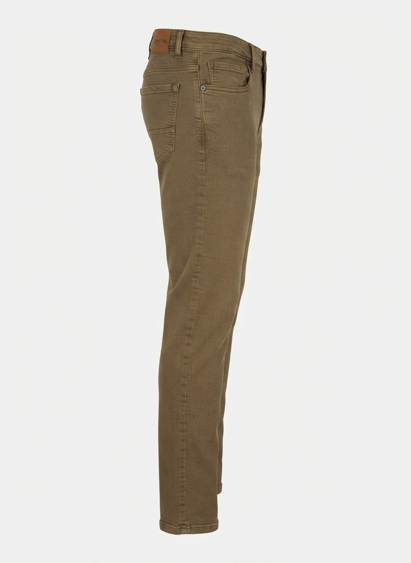 AUXOM Men's Slim Ankle Jeans - Khaki - Image 2
