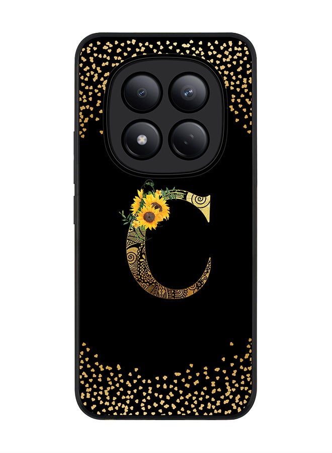 For Xiaomi Redmi Note 15 Pro 4G Case,Slim fit Camera Protection, Shockproof Thin Phone cover  - Custom Floral Monogram - C ( Black )