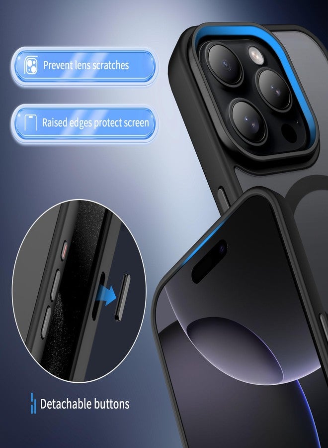 CACOE Magnetic Case for iPhone 16 Pro 6.3 inch, Compatible with MagSafe, Thin Slim Fit Anti-Fingerprint Shockproof Bumper TPU Protective Cover for Women Men Girls(Matte Black) - Image 5