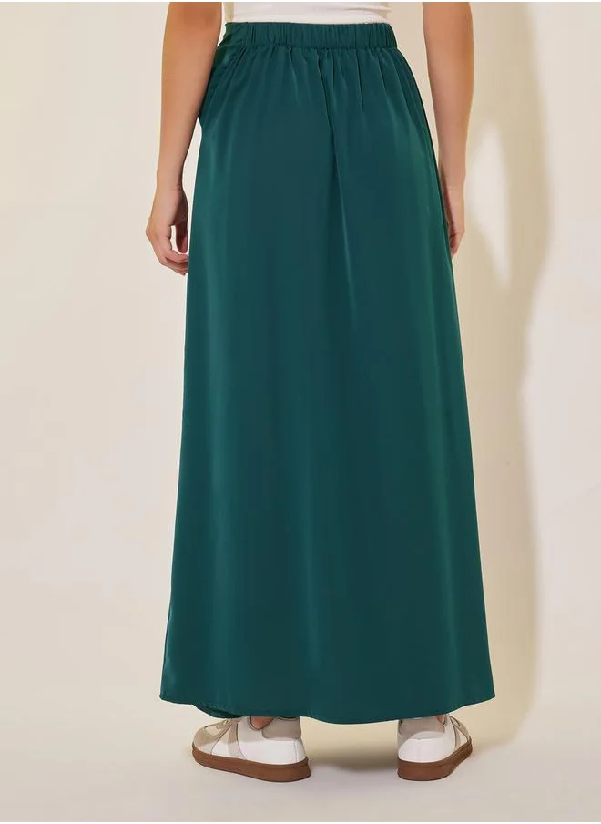 ستايلي Solid Drawstring Tie Wrap Midi Skirt