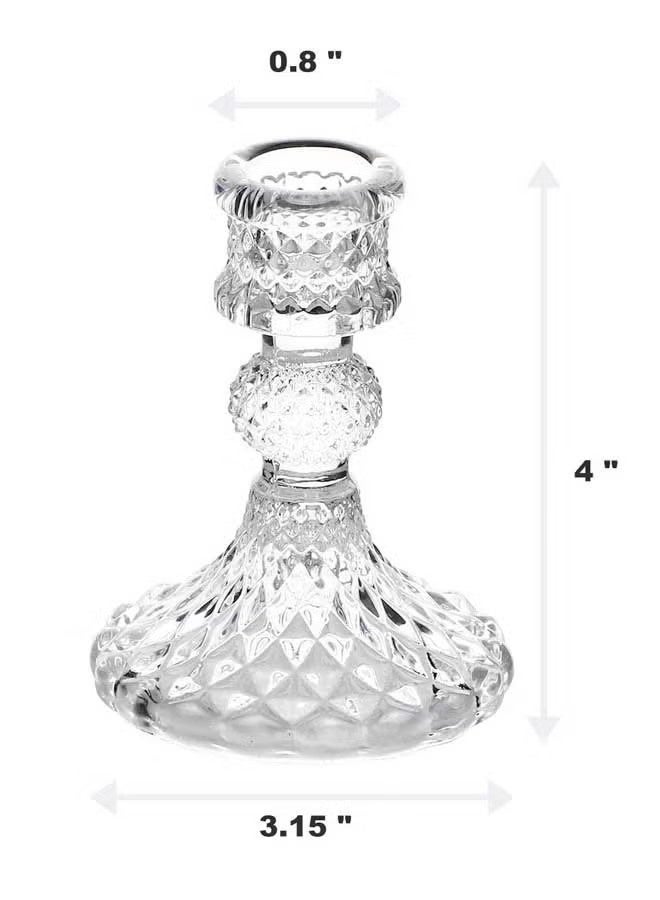 Beauenty Clear Glass Candlestick Holders,2pcs Set Include Taper Candle Holders and Stripe Candle Holders,Two Style for Formal Events, Wedding, Festival,Church, Party & Festival Decoration - Image 3