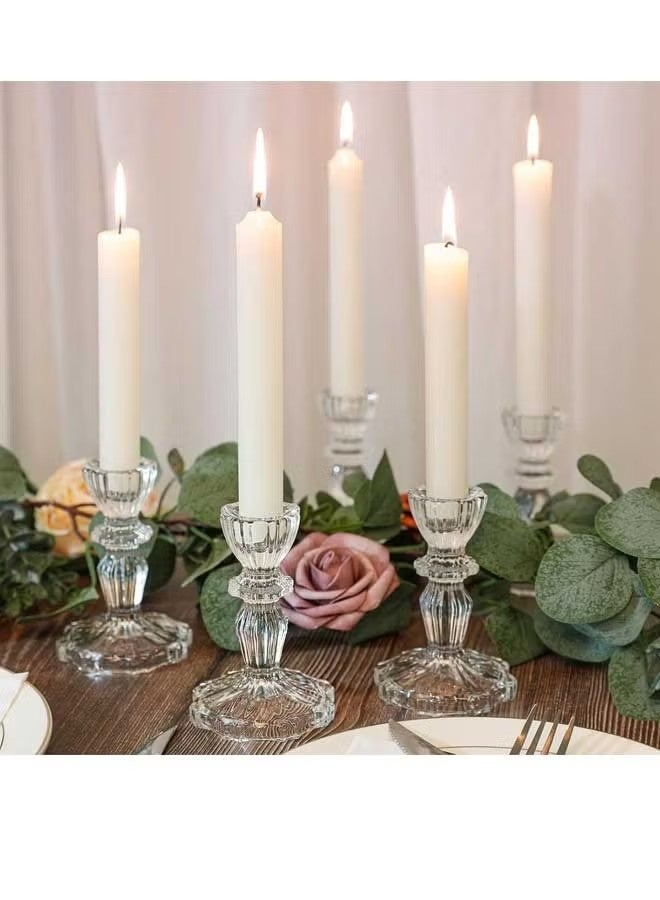 Beauenty Clear Glass Candlestick Holders,2pcs Set Include Taper Candle Holders and Stripe Candle Holders,Two Style for Formal Events, Wedding, Festival,Church, Party & Festival Decoration - Image 4