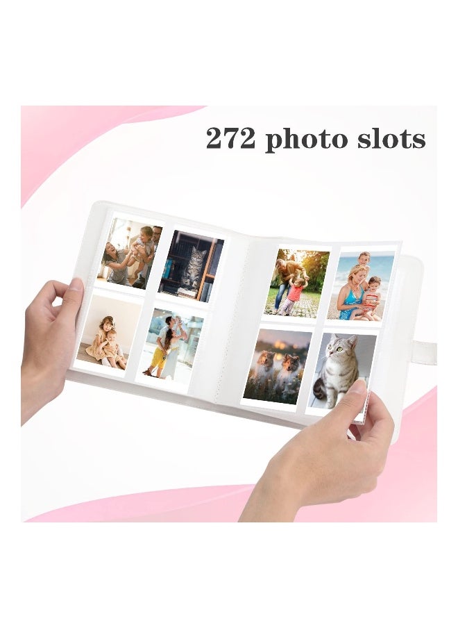 Generic 273 Pockets Photo Album PU Leather Albums Instant Mini with 20 Sticker for 3 Inch Film Camera Printer Pictures Book Pink  - Image 1