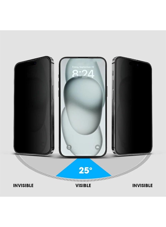 GRABIT Privacy Screen Protector for Apple iPhone, Anti-Spy Tempered Glass Film, Installation Kit - Image 2