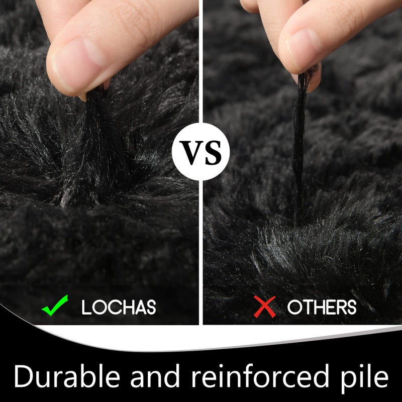 LOCHAS Ultra Soft Indoor Modern Area Rugs Fluffy Living Room Carpets for Children Bedroom Home Decor Nursery Rug 4x6 Feet  Black - Image 2