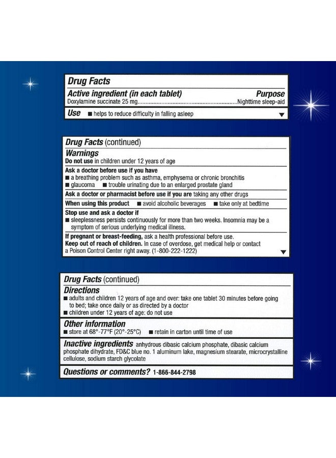 Unisom Sleeptabs, Nighttime Sleep-Aid, Doxylamine Succinate, 80 Tablets - Image 2