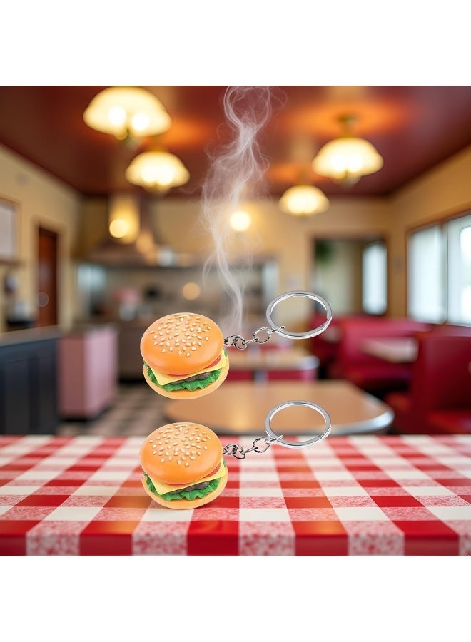Novelty Simulation Cheeseburger Hamburger Handmade Pendant Key Chain Pack Of 2 Fashion Fun Food Style Jewelry For Women, Portable Key Ring Accessory For Bag Decoration And Daily Car Key Organizing - Image 5