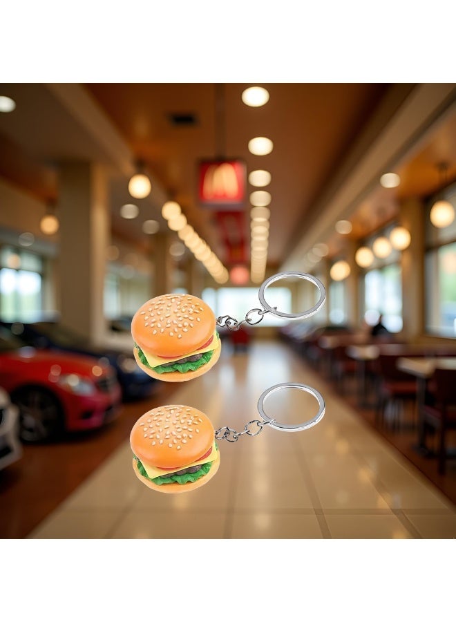 Novelty Simulation Cheeseburger Hamburger Handmade Pendant Key Chain Pack Of 2 Fashion Fun Food Style Jewelry For Women, Portable Key Ring Accessory For Bag Decoration And Daily Car Key Organizing - Image 4