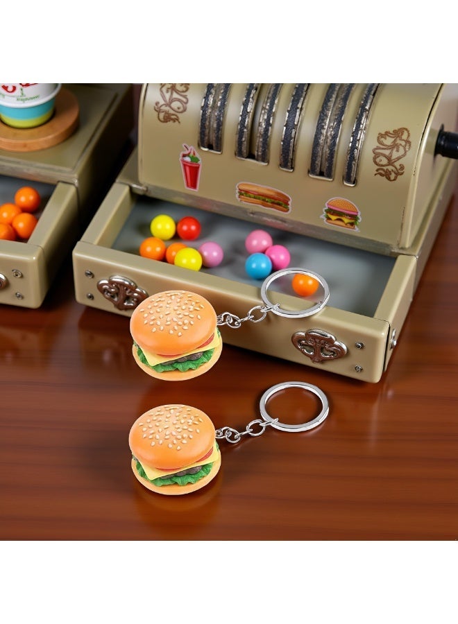 Novelty Simulation Cheeseburger Hamburger Handmade Pendant Key Chain Pack Of 2 Fashion Fun Food Style Jewelry For Women, Portable Key Ring Accessory For Bag Decoration And Daily Car Key Organizing - Image 3