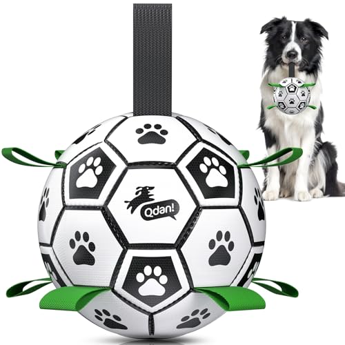 QDAN Dog Toys Dog Balls World Cup Dog Soccer Ball with Straps Dog Birthday Herding Ball Durable Balls for Small Medium Pet Puppy Outdoor Toy 6 Inch - Image 1