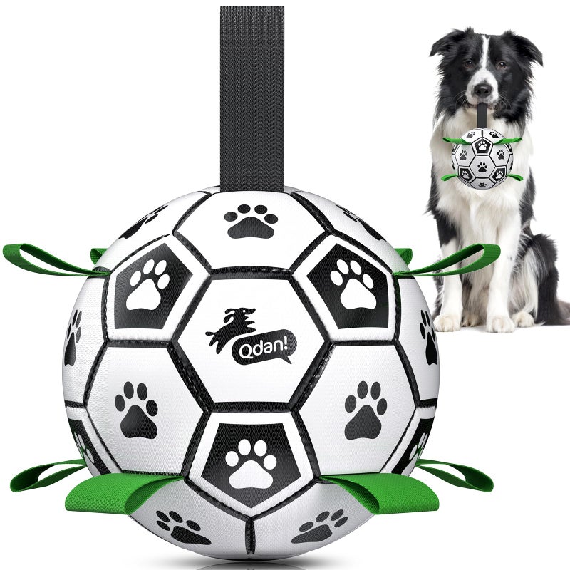 QDAN Dog Toys Dog Balls World Cup Dog Soccer Ball with Straps Dog Birthday Herding Ball Durable Balls for Small Medium Pet Puppy Outdoor Toy 6 Inch - Image 2