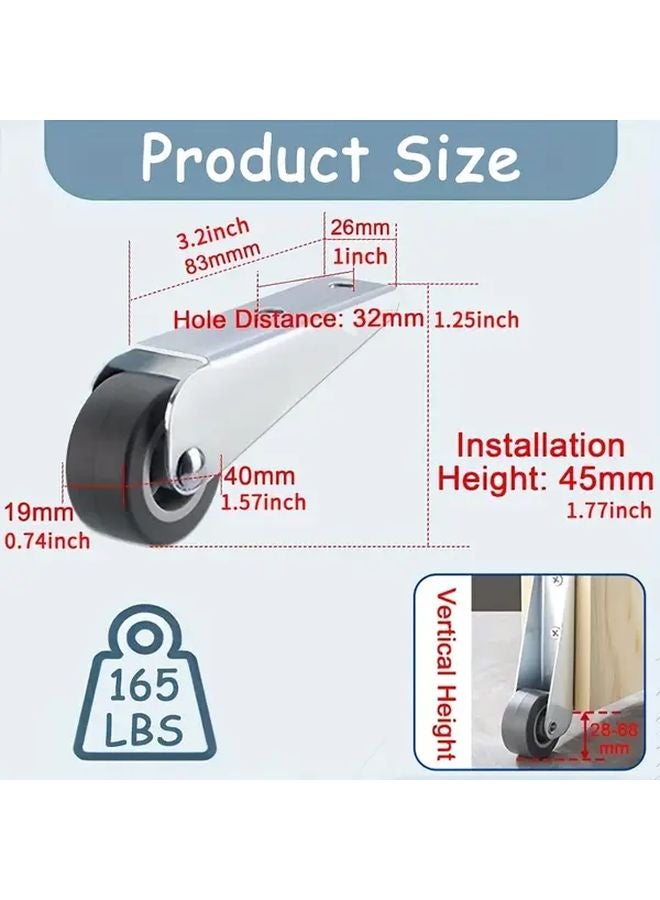 قطعتان ١٫٦ بوصة عجلات دوارة متينة مع وسادات مطاطية مانعة للانزلاق ومسامير تثبيت - Image 3