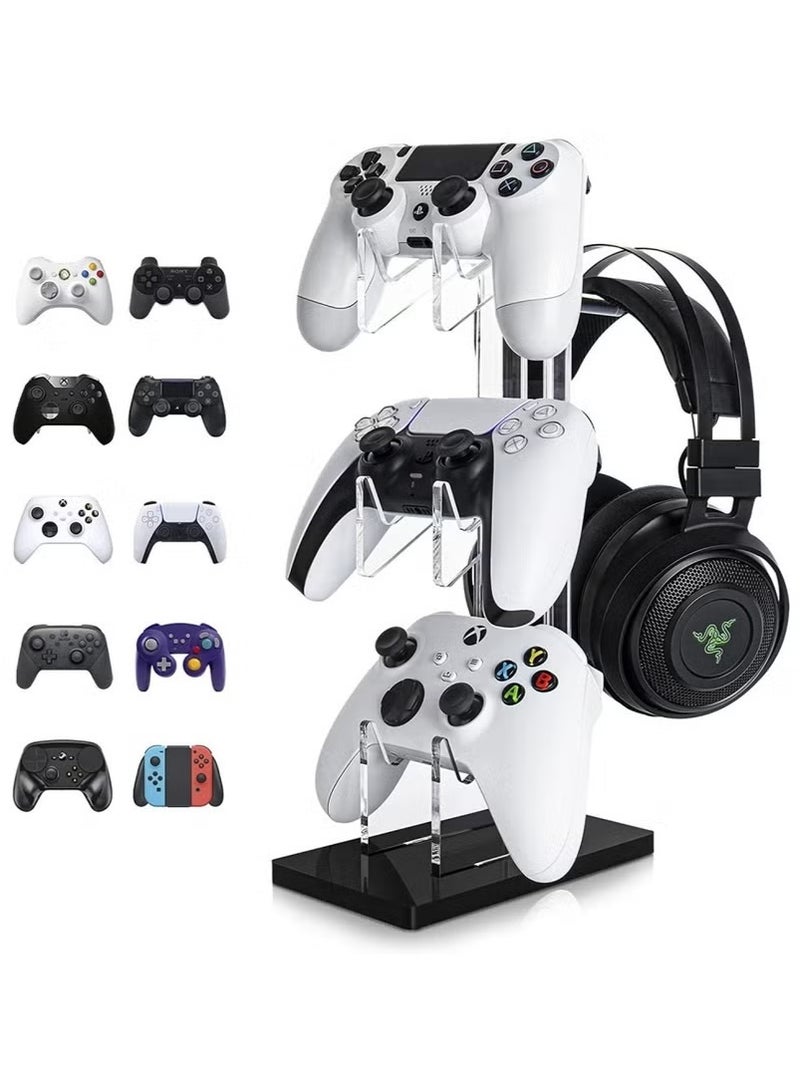 هيومان جوي حامل وحدة تحكم الألعاب وحامل سماعة الرأس، حامل وحدة تحكم الألعاب من الأكريليك ثلاثي الطبقات لأجهزة PS4/PS5/XBOX ONE/SWITCH، تصميم عالمي - Image 1