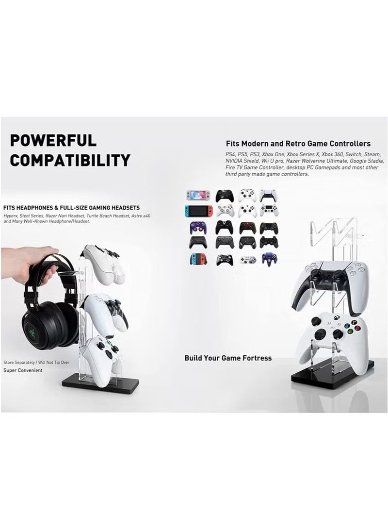 هيومان جوي حامل وحدة تحكم الألعاب وحامل سماعة الرأس، حامل وحدة تحكم الألعاب من الأكريليك ثلاثي الطبقات لأجهزة PS4/PS5/XBOX ONE/SWITCH، تصميم عالمي - Image 4