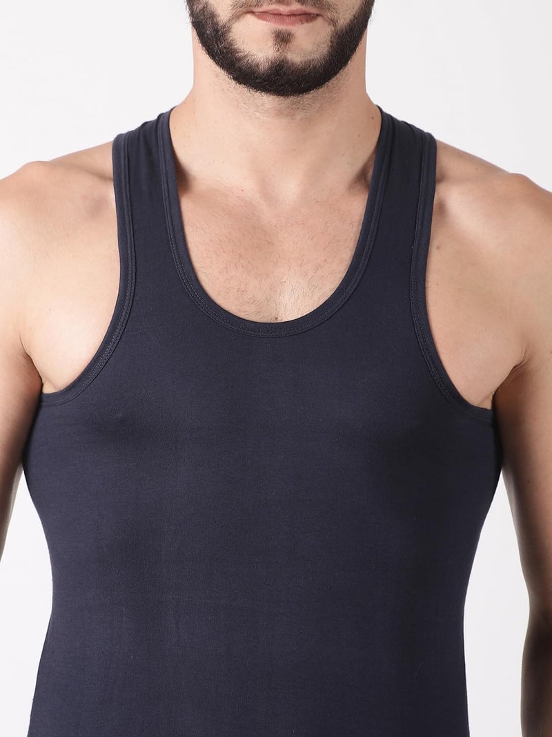 Dollar Lehar Combed Cotton Men's Multicolour Vest - Pack of 3 - Actual Colour May Vary - Image 4