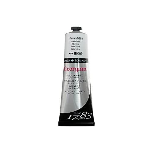 Daler Rowney Georgian Oil Paint Titanium White 225ml Tube - Art Paints for Canvas Paper and More - Oil Painting Supplies for Artists and Students - Artist Oil Paint for Any Skill Set - Image 1