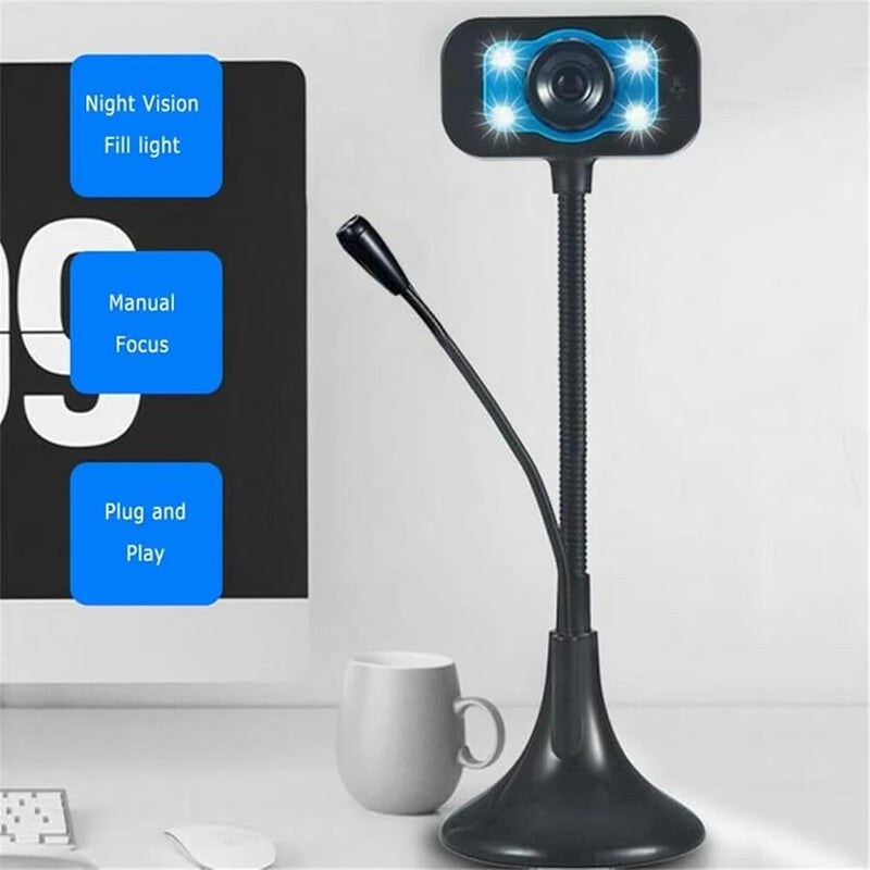 Desktop Webcam with Noise Reduction Microphone for Online Courses Business Meetings - Image 2