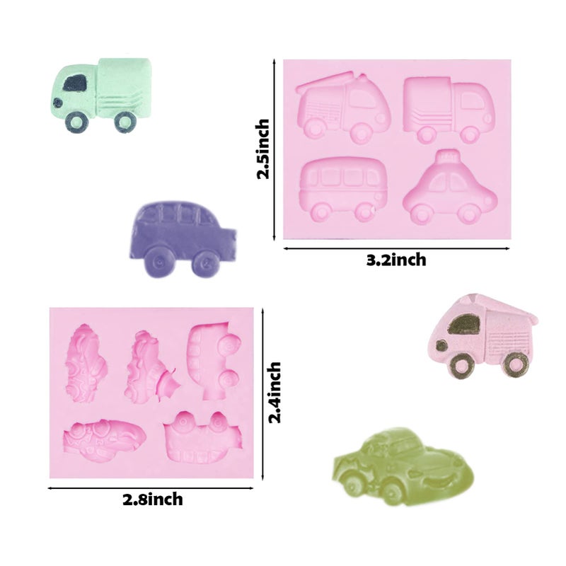 Xcake Lcook Car Silicone Chocolate Molds 2 Pcs  Sports Car Taxi Bus Fondant Molds for Birthday Baby Shower Cake Decoration Candy Sugar Craft Gum Paste Ice Cube Baking Epoxy Resin - Image 2