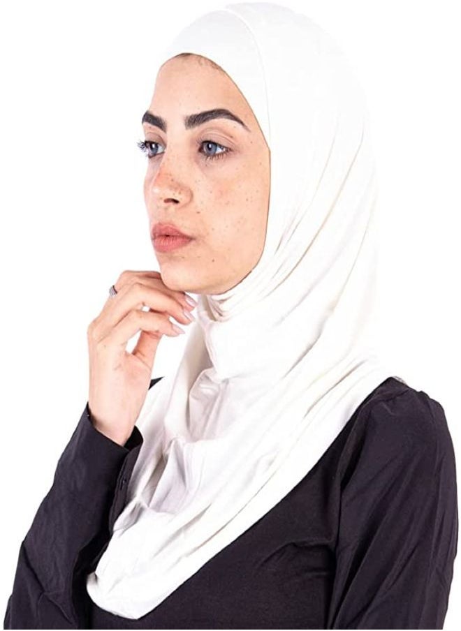 فتاه تلبيسة حجاب سوري قطعتين قطن - ابيض 