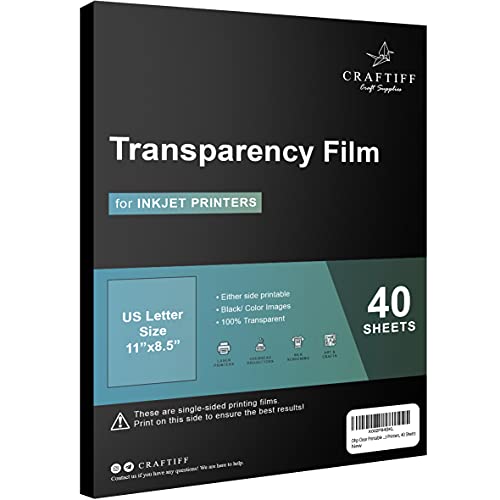 Craftiff Ohp Clear Printable Transparency Film 8.5 x 11 Inches for Overhead Projectors, for Inkjet Printers, 40 Sheets - Image 1