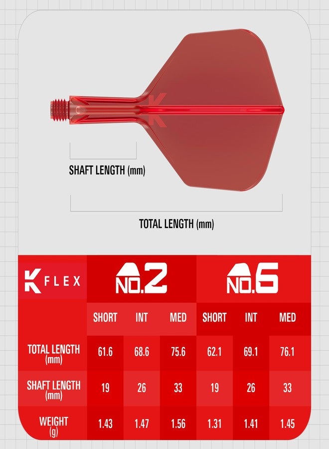تارجت دارتس ريش وأعمدة سهام Target Darts K Flex المتكاملة، رقم 6 أحمر (متوسط) | عبوة من 3 قطع K-Flex - رقم 6، ريشة وعمود سهام Kflex مصبوبة بالكامل في قطعة واحدة | ملحقات سهام احترافية - Image 4