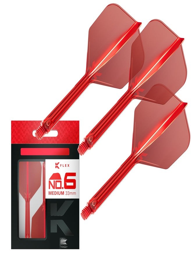 تارجت دارتس ريش وأعمدة سهام Target Darts K Flex المتكاملة، رقم 6 أحمر (متوسط) | عبوة من 3 قطع K-Flex - رقم 6، ريشة وعمود سهام Kflex مصبوبة بالكامل في قطعة واحدة | ملحقات سهام احترافية - Image 1
