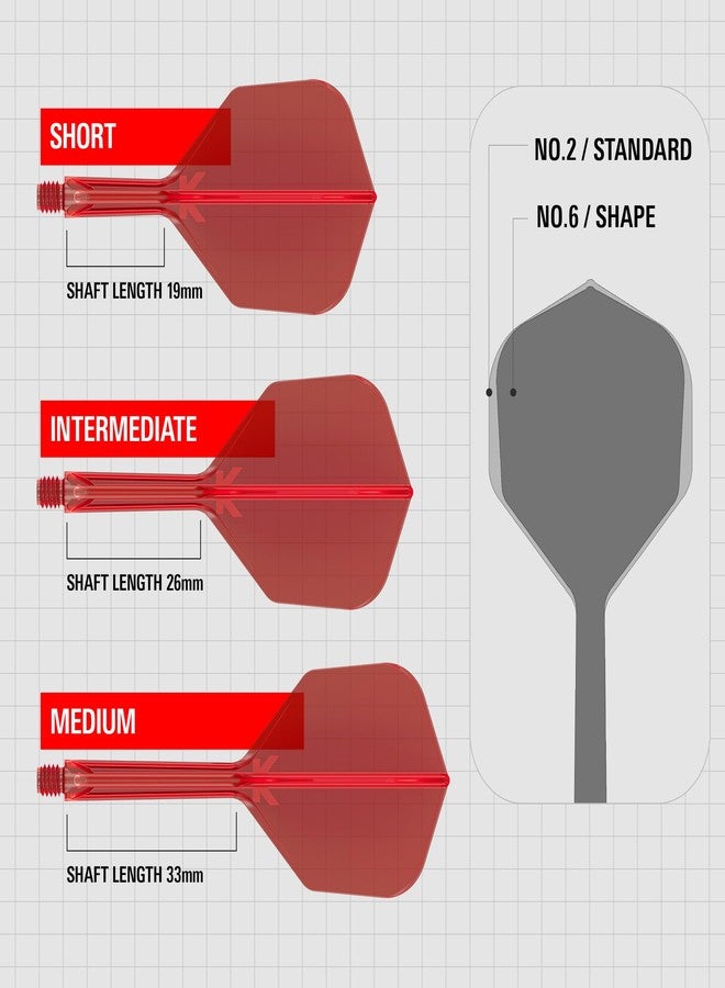 تارجت دارتس ريش وأعمدة سهام Target Darts K Flex المتكاملة، رقم 6 أحمر (متوسط) | عبوة من 3 قطع K-Flex - رقم 6، ريشة وعمود سهام Kflex مصبوبة بالكامل في قطعة واحدة | ملحقات سهام احترافية - Image 3
