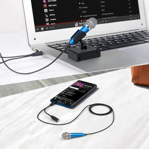 Uniwit Mini Portable Vocal/Instrument Microphone for Voice Video Recording Singing,Vlogging, Podcasting,Tiny Microphone for iPhone Android Phone Computer Latop Notebook Tablet iPad(Blue) - Image 4