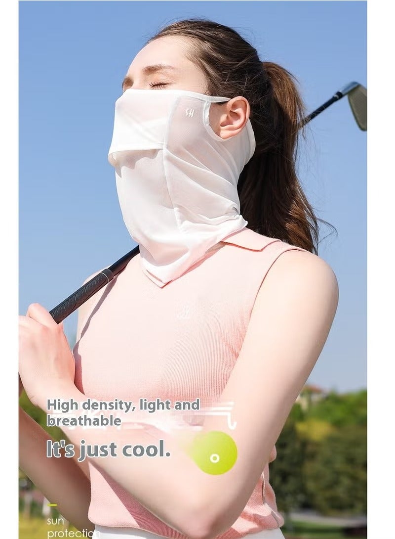 REXCHI Women’s UV 50+ Sun Protection Mask | Full-Face & Neck Coverage Cycling Veil | Breathable Cool Fabric | Anti-UV/UV400 | White - Image 2